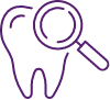 Animated tooth with magnifying glass representing preventive dentistry