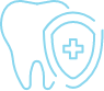 Animated tooth and shield representing emergency dentistry highlighted